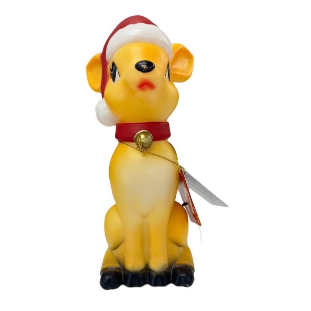 Blow Mold Table Top Reindeer Deer Christmas Lights Up Holiday Time 11 Inch